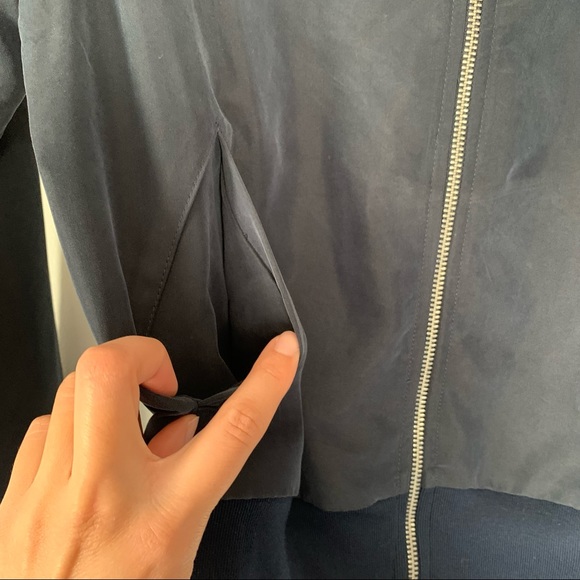 AMERICAN APPAREL Navy Blue Amelia Lightweight Silky Bomber Jacket - Picture 5 of 10